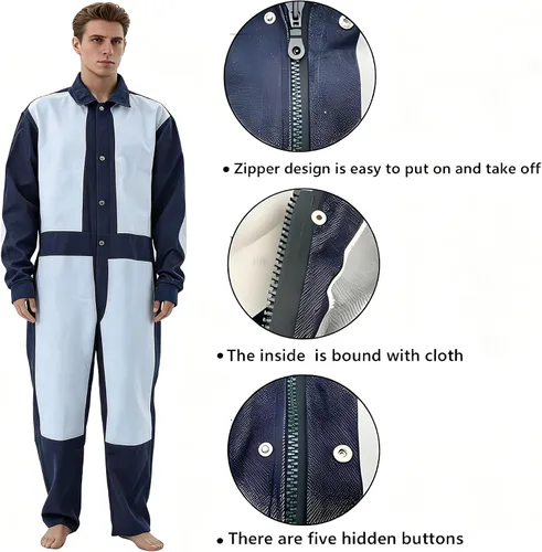 Miniatura 3 de SHUNJIE Traje de explosión Traje protector de pintura en aerosol Traje protector de trabajo de seguridad con chorro de arena Azul y blanco