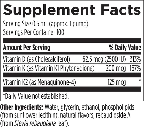 Miniatura 5 de Designs for Health Liposomal D Supreme Vitamina D Líquido – 2500 UI de Vitamina D3 + Vitamina K (K1 + K2) – Liposomas para una absorción superior
