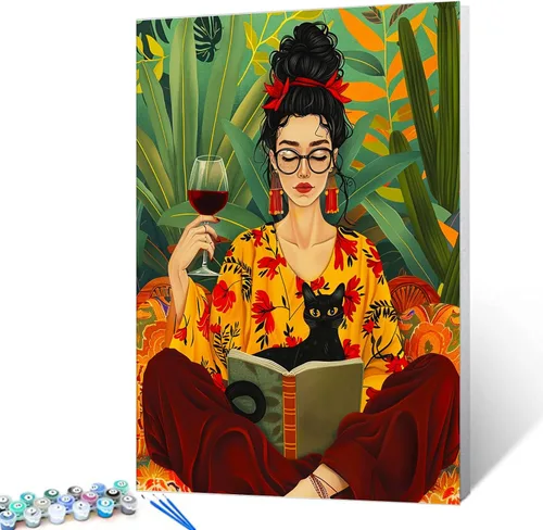 Miniatura 15 de Aihonmin Estantería 6 Pack Pintar por Números para Adultos Libros Pintura DIY sobre Lienzo con Pinceles Pigmento Manualidades DIY Pintura Acrílica