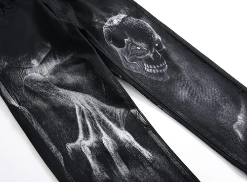 Miniatura 71 de Baylvn - Pantalones de mezclilla entallados y estampados para hombre con corte recto