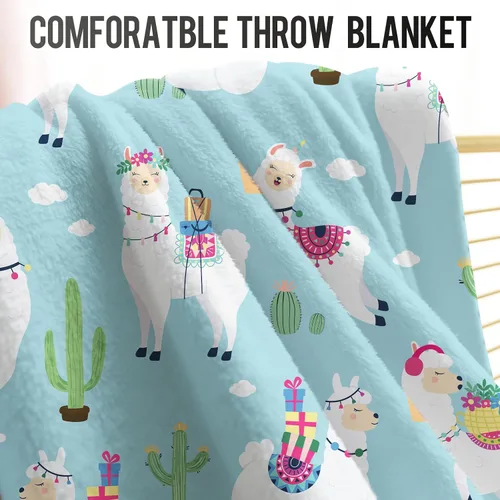 Miniatura 4 de Levens Manta de llama de 60 x 50 pulgadas, regalo de mamá llama para mujeres y niñas, bonita manta de alpaca con cactus y llamas, decoración