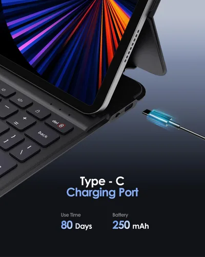 Miniatura 6 de Funda para iPad de 11ª (A16, 2025)/10ª generación con teclado, funda magnética desmontable para teclado Bluetooth inalámbrico para iPad de 10.9