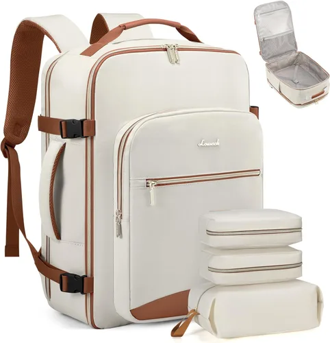 Miniatura 21 de LOVEVOOK Mochila de viaje de 40L aprobada para vuelo, 3 cubos de embalaje, bolsa de viaje impermeable para artículos personales, equipaje de mano