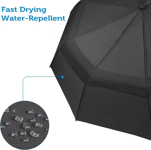 Miniatura 5 de Paraguas de viaje portátil resistente al viento, compacto y plegable, resistente, cierre automático, plegable, resistente a la lluvia y al viento
