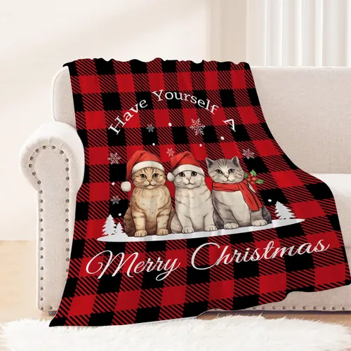 Miniatura 9 de Manta de Navidad para bebé, manta pequeña de Navidad a cuadros rojos, manta de Navidad para invierno, para mascotas, manta para envolver cuna
