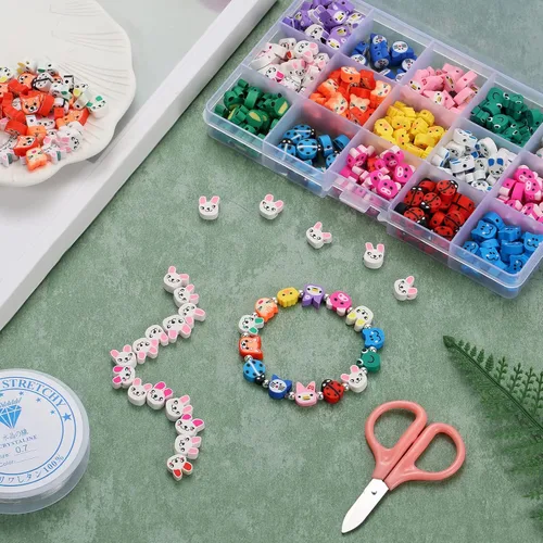 Miniatura 5 de 100 piezas de cuentas espaciadoras de arcilla polimérica de animales para joyería de mujer, pulseras, collares, aretes, accesorios de bricolaje