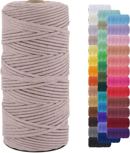 Miniatura 100 de Cuerda de macramé de 0.079 in para 219 yardas, cuerda de algodón natural para manualidades, hilo de cuerda de macramé de colores para colgar