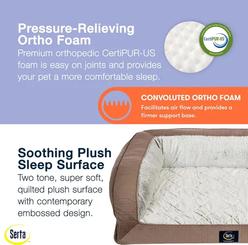 Miniatura 4 de Serta Cama ortopédica acolchada tipo sofá para perros - Marrón chocolate (Pequeño)