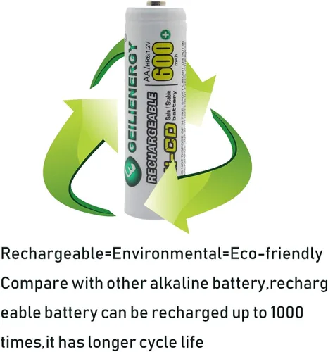 Miniatura 6 de Baterías de luz solar NiCd AA 600mAh 1.2V baterías recargables para lámpara solar luz jardín (paquete de 8)