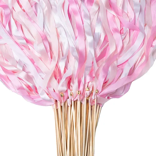 60 cintas coloridas de boda con campanas, cintas de fiesta, serpentinas, varitas mágicas de hadas de deseos para bodas, fiestas, actividades de