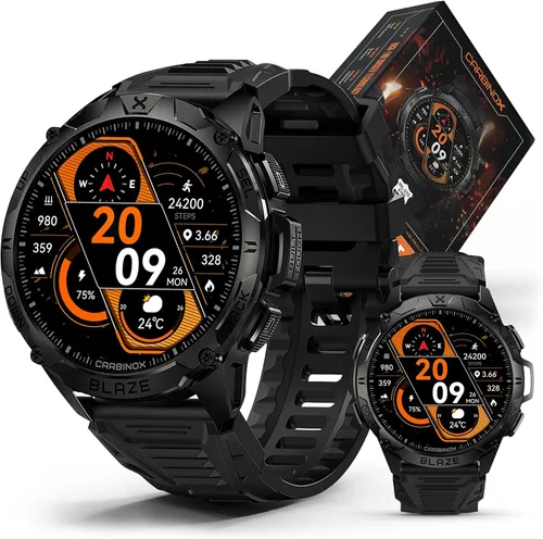 CARBINOX Blaze Reloj Inteligente con GPS – Rastreadores de Fitness Resistentes, Resistente al Agua IP69K, 170+ Modos Deportivos, Gorilla Glass,