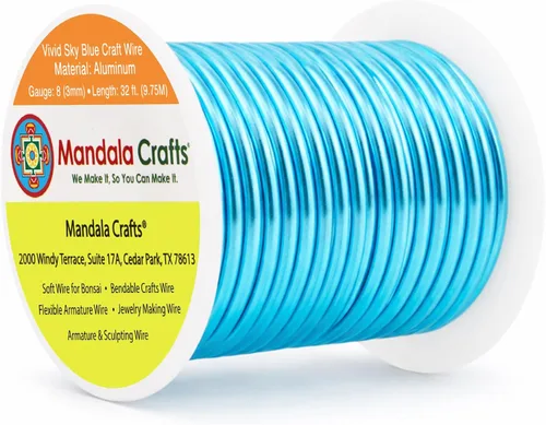 Miniatura 152 de Mandala Crafts - Alambre de aluminio anodizado de 8 calibre para hacer joyas - 9.75 m de alambre flexible negro colorido - Flexible para bonsái