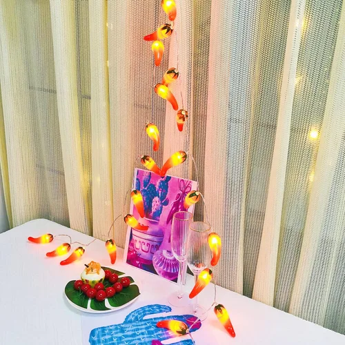 Miniatura 8 de 9.8 ft 20 LED Red Chili String Light Pepper Fairy Lights USB Powered Lámpara para fiesta de Navidad Decoración del hogar (2 modos USB)