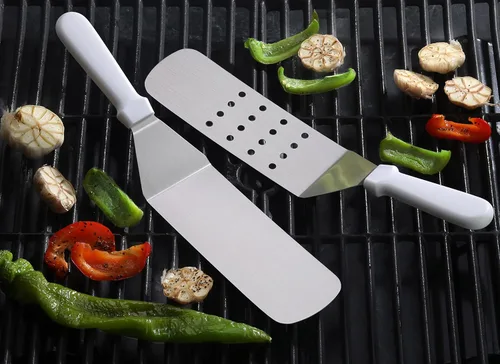 Miniatura 5 de New Star Foodservice 36213 Espátula/volteadera para parrilla con mango de plástico flexible, 36,8 cm, blanca