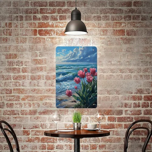 Miniatura 8 de Coastal Tulips with Ocean Waves Metal Tin Sign Wall Decor Retro Sign for Home Living Room Bedroom Coffee Wall Decor Halloween Christmas Gifts