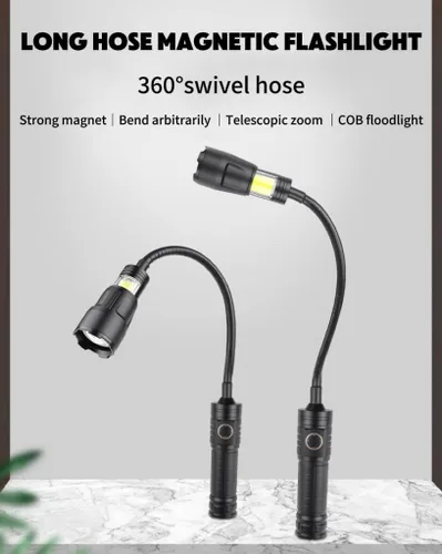 Miniatura 2 de Luz LED industrial recargable de 1000 lúmenes, luz de trabajo magnética ultra brillante con cuello de cisne flexible de 360°, lámpara de taller