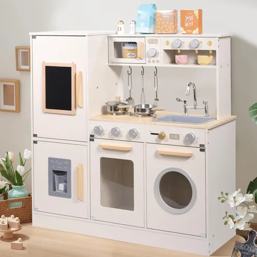 Miniatura 7 de Pithfor Juego de Cocina de Madera para Niños Pequeños, Juego de Cocina de Simulación para Niñas y Niños, con Accesorios de Cocina