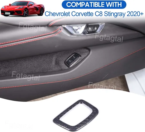 Miniatura 5 de Cubierta de botón de interruptor de maletero de fibra de carbono real compatible con Chevrolet Corvette C8 2020-2024, accesorios de marco de panel