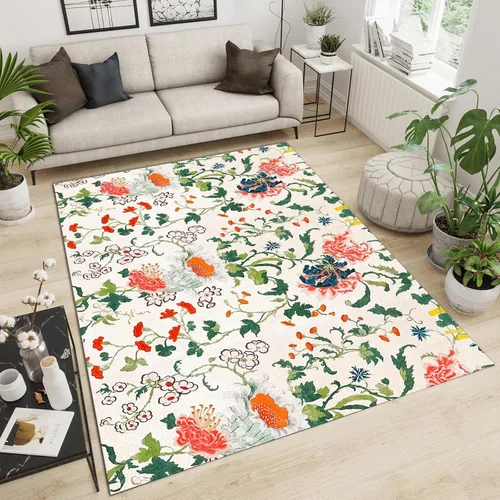 Miniatura 14 de Alfombra de área de flores simples moradas, alfombra abstracta degradada para interiores, decoración de sala de estar, cálida, suave, duradera