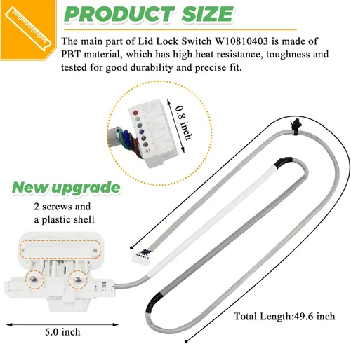 Miniatura 4 de W10810403 W10861642 W10787836 cerradura de tapa de lavadora cabrio (garantía de 15 años) - Reemplazo para whirlpool Cabrio kenmore Serie 600 700