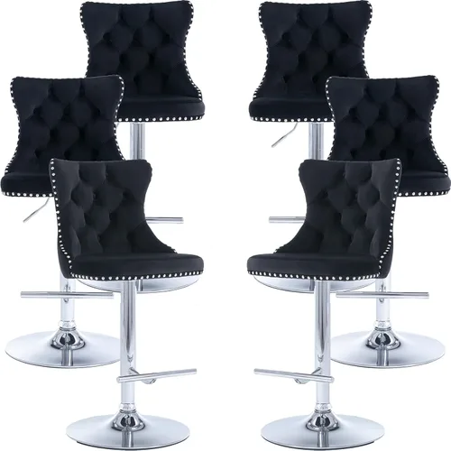 Miniatura 52 de Juego de 2 taburetes de bar giratorios de altura de mostrador, taburetes de bar de isla de cocina color crema, sillas de terciopelo ajustables