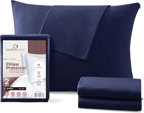 Miniatura 75 de CirclesHome Juego de 12 protectores de almohada estándar con cremallera, 100% algodón, transpirables, protegen las almohadas de la suciedad, el 1