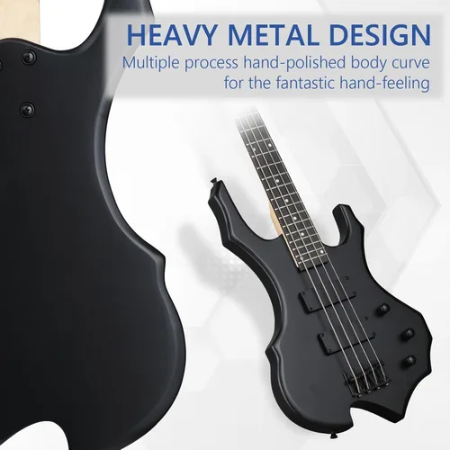 Miniatura 4 de Ktaxon Bajo Eléctrico Guitarra Estilo Fuego Ardiente con Bolsa Portátil para Bajo, Cable Premium, Correa de Guitarra Ajustable, Llave Herramienta