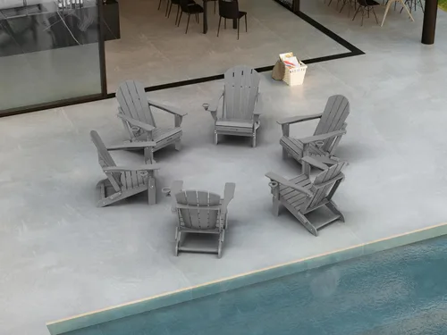 Miniatura 22 de Ciokea Silla Adirondack plegable con textura de madera, silla Adirondack para patio, resistente a la intemperie, silla de plástico para hoguera