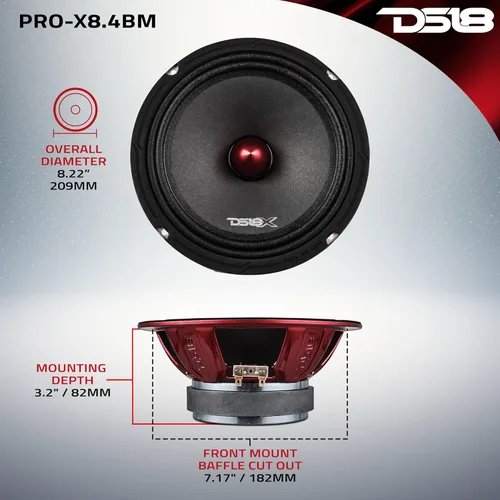 Miniatura 9 de Altavoz DS18 PRO de rango medio, cúpula en compresión de aluminio roja, altavoces de puerta de audio de alta calidad para auto o camión sistema