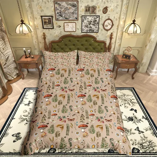 Miniatura 49 de Funda de edredón de hongos salvajes, acuarela, decoración de plantas naturales para exteriores, juegos de ropa de cama para niños, adolescentes