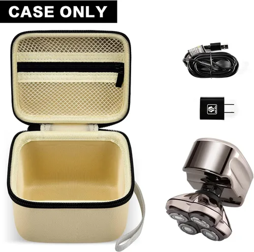 Miniatura 2 de Funda para afeitadora de calavera eléctrica Pitbull Pro, rotativa de viaje duro para hombres, recortadora de barba con bolsillo de malla con Beige