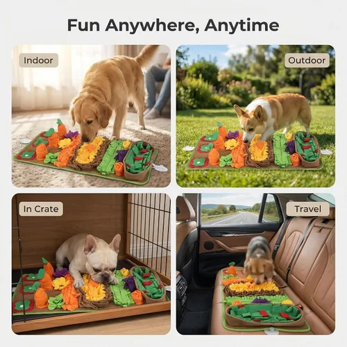 Miniatura 8 de Tapete de olfateo para perros de razas grandes, 32 x 20 pulgadas, lavable, duradera, para entrenamiento de alimentación lenta, juguete