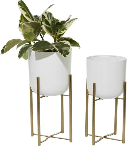 Miniatura 14 de CosmoLiving by Cosmopolitan - Maceta de metal para interiores y exteriores, maceta grande con soporte extraíble, juego de 2 macetas de 39 pulgadas