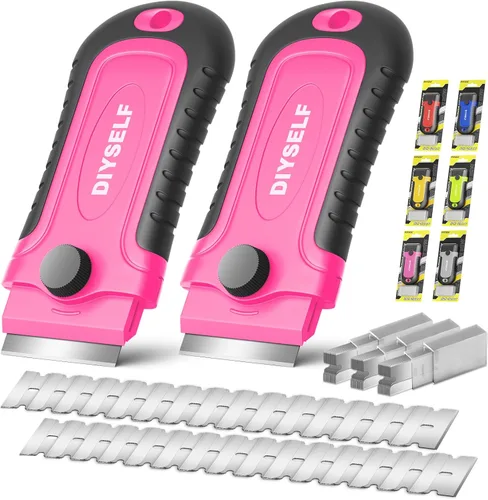 Miniatura 16 de DIYSELF 1 paquete de raspador de hoja de afeitar con 15 cuchillas adicionales, herramienta raspadora para limpiar ventanas, pintura, estufa, horno