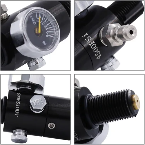 Miniatura 5 de TUXING 4500PSI Paintball Air Tank Regulator & Valve Guage, Durable Aluminum Paintball Regulator for Paintball Airsoft PCP Compressed Air CO2 Rojo