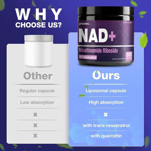 Miniatura 9 de NAD Supplement - NAD Nicotinamide Riboside Resveratrol 900mg, NAD Resveratrol Supplement with Nicotinamide Riboside, NAD Plus 900mg Support Healthy