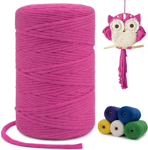Miniatura 91 de Cuerda de macramé de una sola hebra de 0.197 in x 110 yardas, cuerda de macramé de algodón natural de 0.197 in, cuerda de algodón grueso para colgar