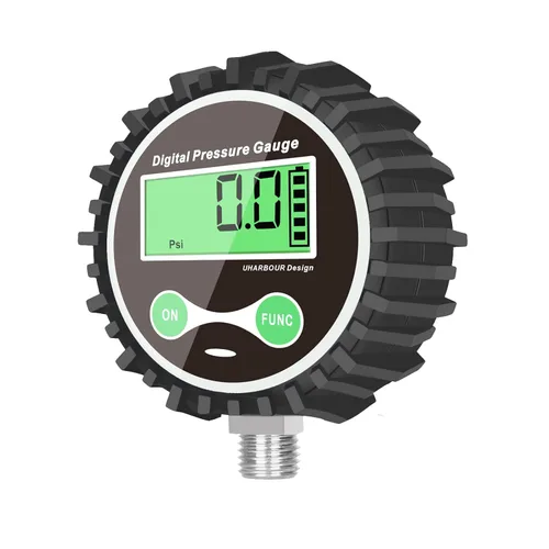 Miniatura 2 de Manómetro digital de baja presión con conector inferior NPT de 1/4 pulgadas y protector de goma de Uharbour, 0.35-15 psi, precisión 1% .F.S.