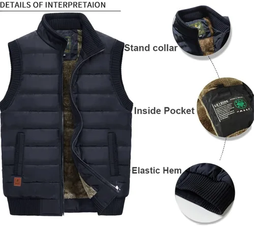 Miniatura 2 de XinYangNi Men's Winter Warm Outdoor Padded Puffer Vest Thick Fleece Lined Sleeveless Jacket
