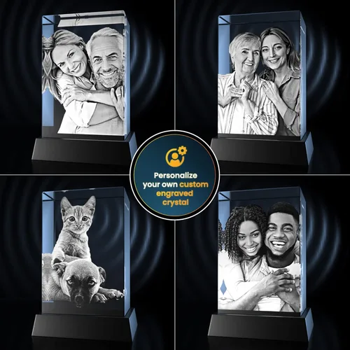 Miniatura 3 de STRONGUS Regalo de Navidad con foto de cristal 3D, imagen grabada personalizada en cristal, recuerdo único de vacaciones para papá, mamá, él, ella
