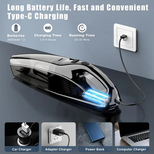 Miniatura 6 de Upbooz Aspiradora de Mano Inalámbrica Recargable Portátil para Coche, Succión Potente de 7500Pa Aspiradora Mini de Mano, 670ML de Capacidad Ligera