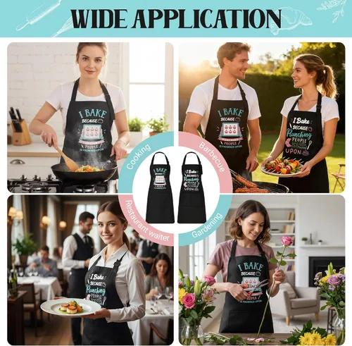 Miniatura 6 de Defresit Paquete de 2 delantales divertidos para hornear para mujeres y hombres, delantales de cocina con bolsillos, Día de la Madre, cumpleaños