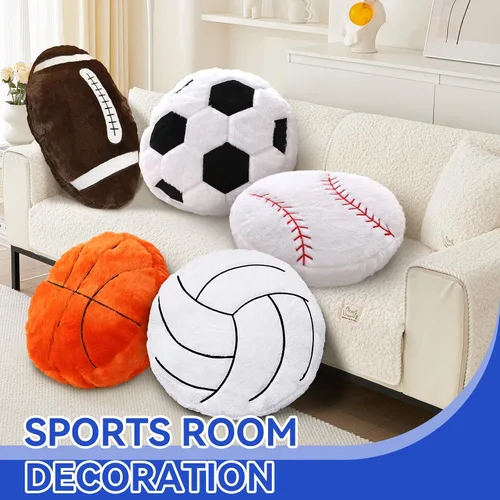Miniatura 4 de Almohada de voleibol – 2 almohadas suaves y esponjosas de felpa de voleibol, almohadas deportivas redondas rellenas, regalos para fanáticos