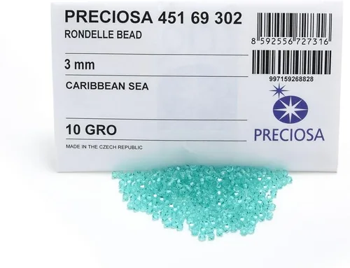 Miniatura 4 de 100 piezas auténticas Preciosa de 3 mm (0.12 pulgadas) cuentas sueltas de cristal bicono facetado pequeño del Mar Caribe (azul) compatibles