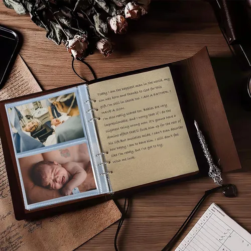 Miniatura 2 de Álbum de fotos de 4 x 6 pulgadas, 160 fotos, álbumes de fotos de cuero con espacio de escritura con 30 papeles de escritura, viajes, familia, boda