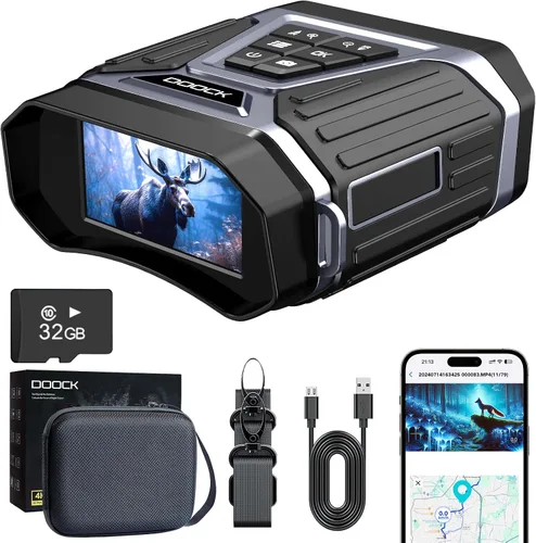 Gafas de visión nocturna, prismáticos de visión nocturna 4K con control de aplicación y GPS, grabación de video y fotos Full HD, prismáticos