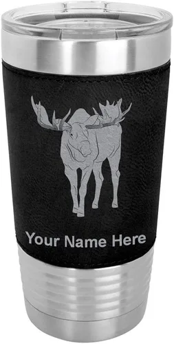 Miniatura 21 de LaserGram Vaso aislado al vacío de 20 onzas, alce, grabado personalizado incluido (piel sintética, estilo béisbol)