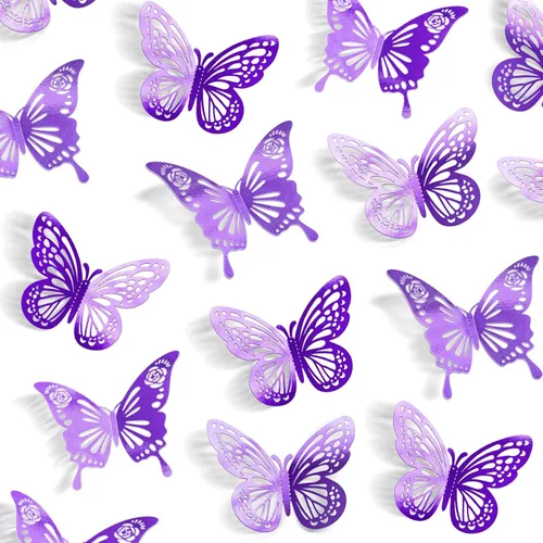 Miniatura 12 de Decoraciones de Mariposas Negras de Halloween para Pared, 48 Piezas 2 Estilos 3 Tamaños Pegatinas de Mariposas para Decoración Superior de Pasteles