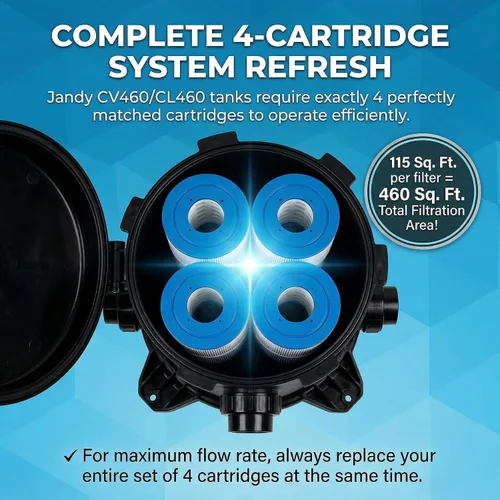 Miniatura 5 de Cartucho de filtro para piscina Jandy CL 460 (paquete de 4) 460 pies cuadrados Compatible con Jandy CL 460, CV460, PJAN115, Unicel C-7468