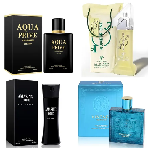 Miniatura 32 de Set de colonia para hombre, EDP, pack de 4 (3.4 oz / 100 mL), Amazing Code Gold, Verse Adonis Blue, AzuraAD, Invincible, Office Clean & Confident